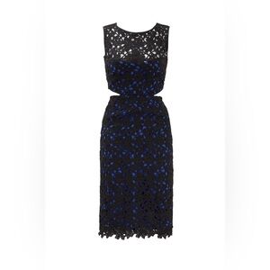Nicole Miller Strapless Black and Blue Lace Dress (A100)
